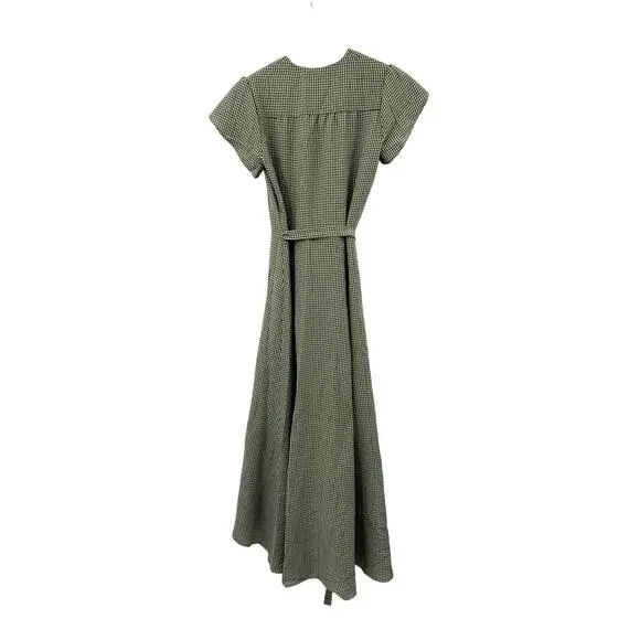 Christy Dawn XS Autumn Green Gingham Wrap Dress -  threedaughtersproperties.com